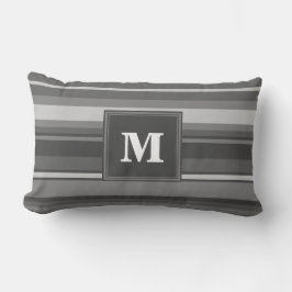 Monogram grått rand lumbarkudde