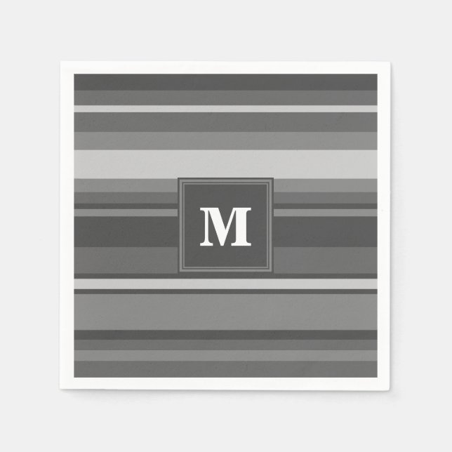 Monogram grått rand pappersservett (Framsidan)