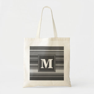 Monogram grått rand tygkasse