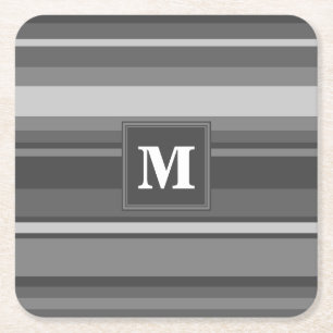 Monogram grått rand underlägg papper kvadrat