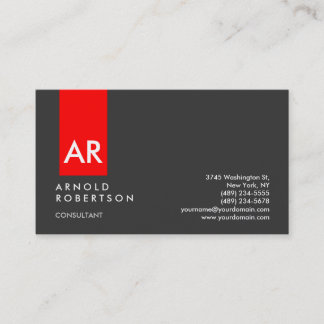 Monogram Grått Red Modern Consultant Affärskort Visitkort