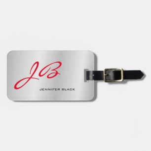 Monogram Grått Red Modern Minimalist Bagagebricka