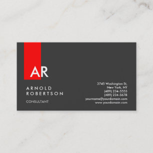 Monogram Grått Red Rand Consultant Affärskort Visitkort