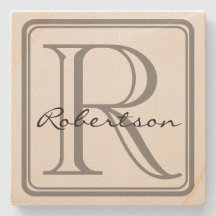 Monogram Grått Square Underlägg