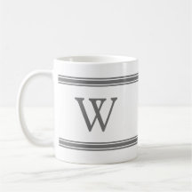 Monogram Grått Stripe Personlig mugg