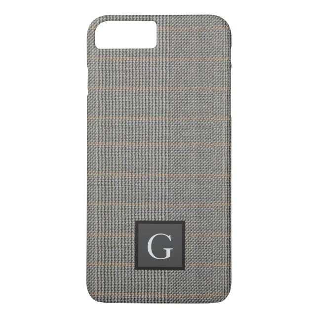 Monogram Grått Tweed Groomsman Bestman Bröllop Gif Case-Mate iPhone Skal (Baksida)