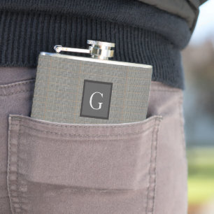 Monogram Grått Tweed Groomsman Bestman Bröllop Gif Fickplunta