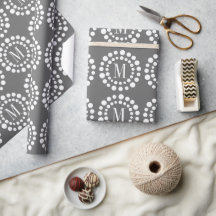 Monogram Grått Wrapping Papper