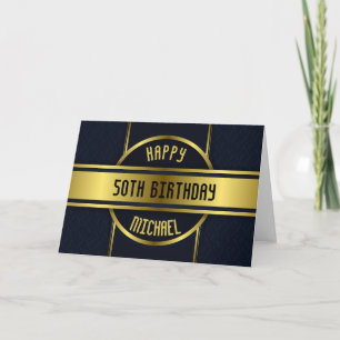 Monogram Grattis på födelsedagen Namn 50:e anpassn Kort