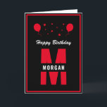 Monogram Grattis på födelsedagen Valfri svart vit  Kort<br><div class="desc">En coola- och fantastisk-monogramdesign som gör att familj och vänner kan önska någon speciell och unik i Grattis på födelsedagen. Stjärnornas och ballongens typografiktext är anpassade och kan vara personlig med ditt eget anpassningsbar-meddelande. Du kan ändra teckensnitt, teckensnitt färg, storlekt teckensnitt, avstånd för brev och färg i bakgrunden med Verktygen...</div>