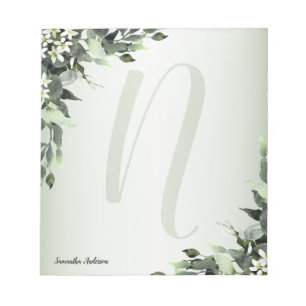 Monogram Greenery Blommigt Eucalyptus Lövs Anteckningsblock
