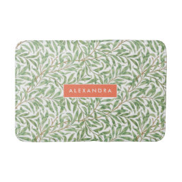 Monogram Greenery Botanical Mönster Grönt Orange Badrumsmatta