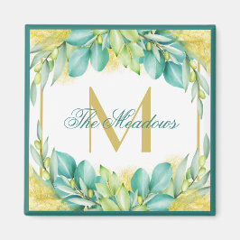 Monogram Greenery Eucalyptus Löv Olive Grenar Magnet