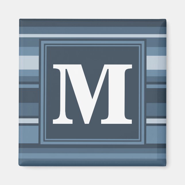 Monogram grey-blue stripes magnet (Framsidan)