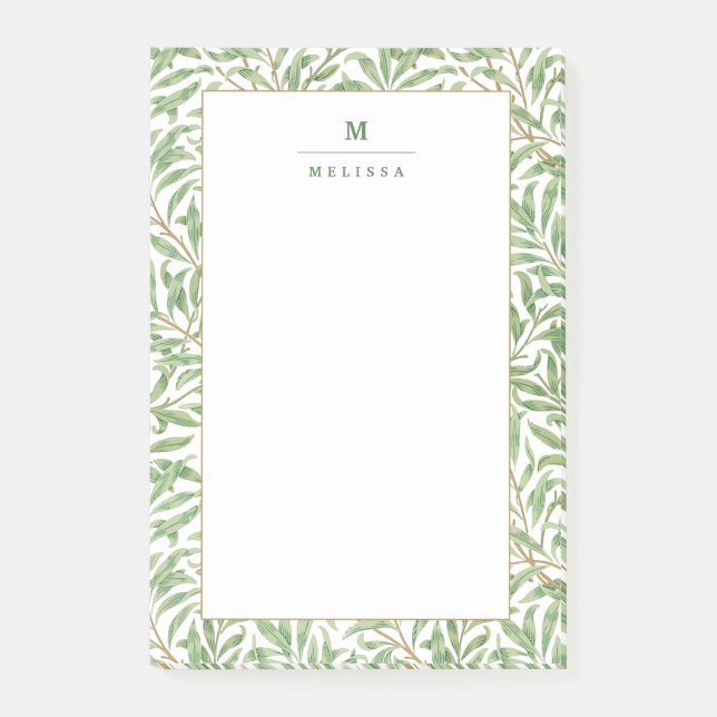 Monogram Grey Botanical Mönster William Morris Post-it Block (Framsida)