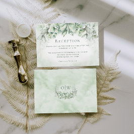 Monogram Grey Watercolor Wedding Reception Tilläggskort