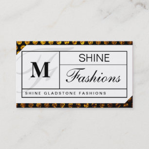 Monogram Grid (guld flake polka dots) Visitkort