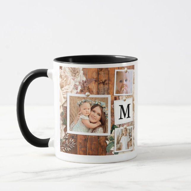 Monogram Grid Photo Collage Coffee Mugg (Vänster)
