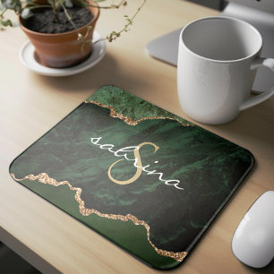 Monogram Grön Agat Geod Musmatta