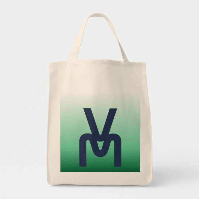 Monogram Grön Gradient Shoppingväska Tygkasse (Framsidan)
