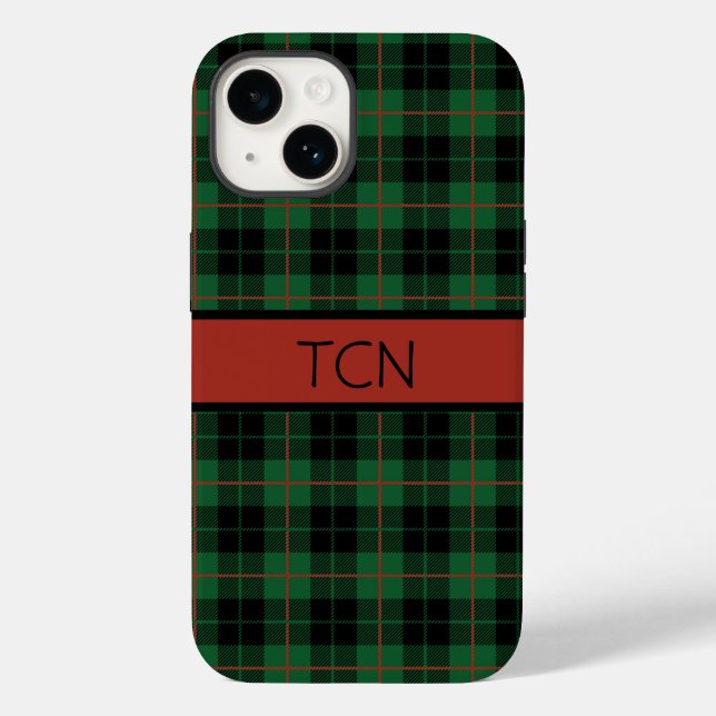 Monogram Grön Svart Röd Tartan Rutig  (Baksida)