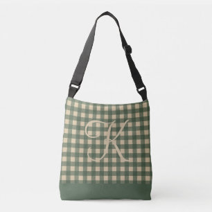 Monogram Grön Tan Buffalo Rutig Landstil Axelväska