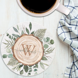 Monogram Gröna Eukalyptusblad Lövträ Underlägg