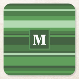 Monogram gröna ränder underlägg papper kvadrat