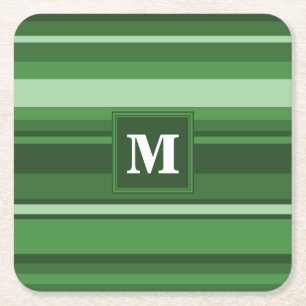 Monogram gröna ränder underlägg papper kvadrat