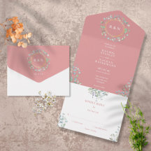 Monogram Grönska Blommig Dammrosa Bröllop