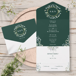 Monogram Grönska Blommig Smaragdgrön Bröllop