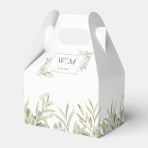 Monogram grönska löv bröllopspresentlåda