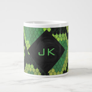 Monogram - Grönt av orm och svart Jumbo Mugg