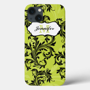 Monogram Grönt Black Scrollss Swirls iPad 2/3/4