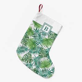 Monogram Grönt Botanical Handflatan Löv Liten Julstrumpa