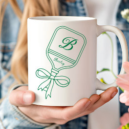 Monogram Grönt Bow Pickleball Paddle-kaffe Mugg
