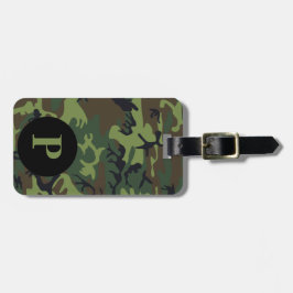 Monogram Grönt Brown Black Camo Camouflage Circle Bagagebricka