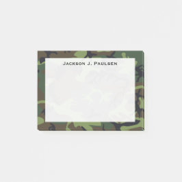 Monogram Grönt, brun, svart kamouflage Post-it Block