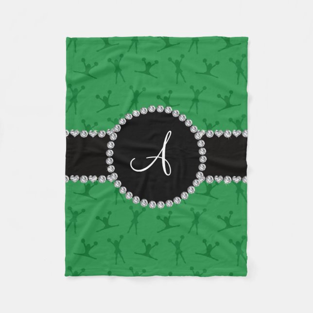 Monogram grönt cheerlead Black Circle Fleecefilt (Framsidan)