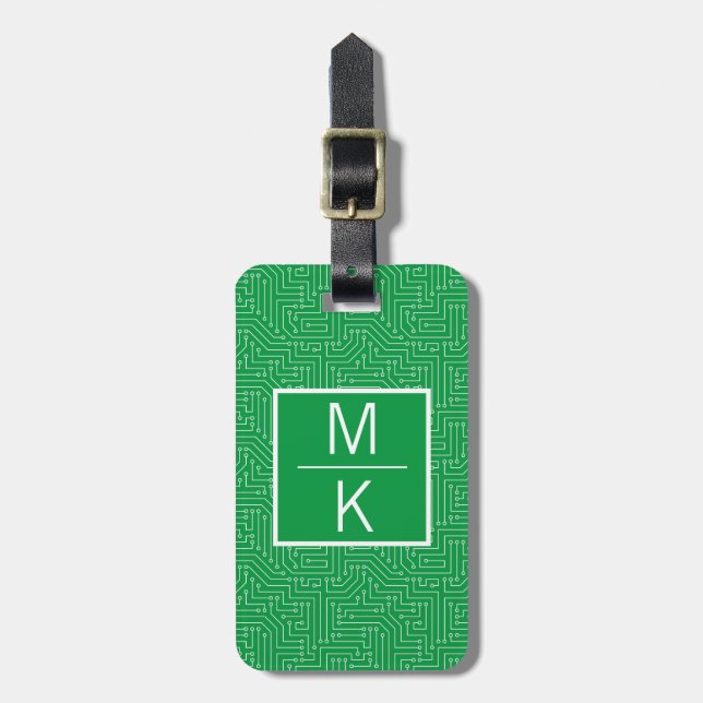 Monogram Grönt Circuit Square Splitter Bagagebricka (Vertikal Framsida)