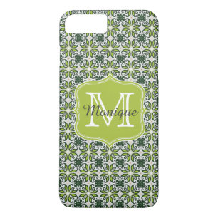 Monogram Grönt Flowers Mönster