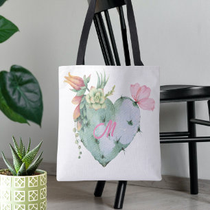 Monogram Grönt för vattenfärgsblommor vid första S Tygkasse