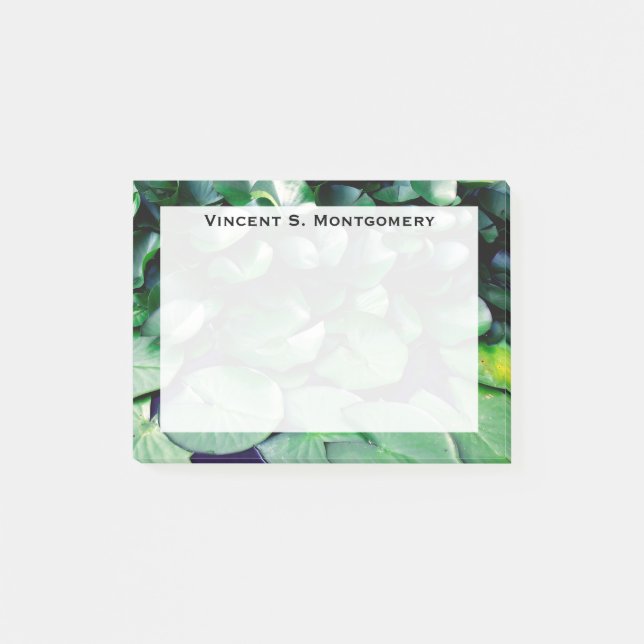 Monogram Grönt Lily Pad Pond Post-it Block (Framsida)