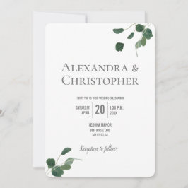 Monogram Grönt Modern eukalyptus löv botaniskt Inbjudningar