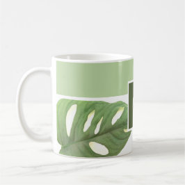 Monogram Grönt Monstera Löv Kaffemugg