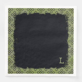 Monogram Grönt och Black Retro Mönster Pappersservett