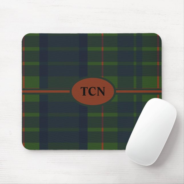 Monogram Grönt och Blue Red Tartan Scottish Play Musmatta (Med mus)