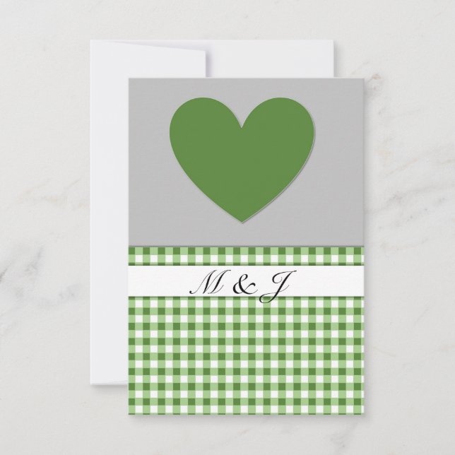 Monogram Grönt Play Heart Bröllop OSA Card Kort (Framsida)