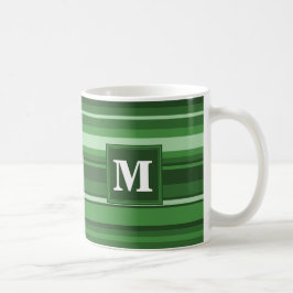 Monogram grönt rand kaffemugg