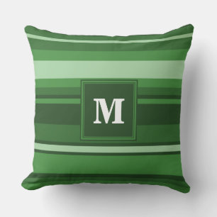 Monogram grönt rand kudde